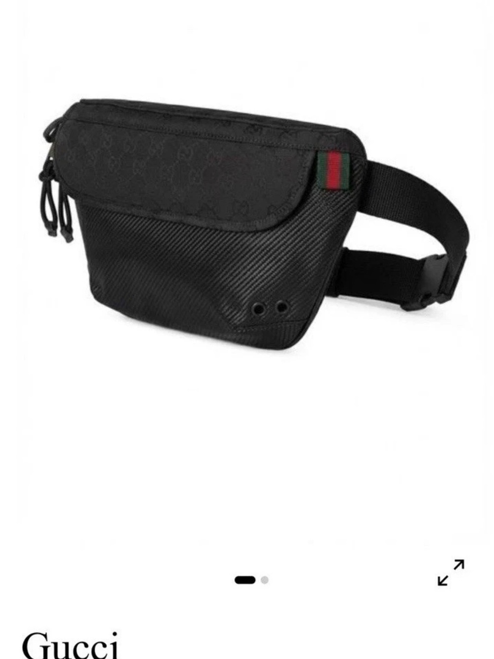 Gucci Black Nylon Belt Bag with Green-Red Web Accent